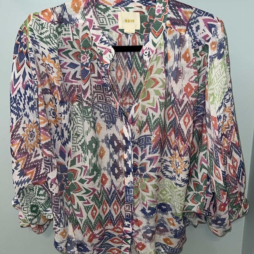 Anthropologie Maeve Bryanna Dolman
Sleeve Geometric Blouse Size Small EUC - Picture 3 of 9